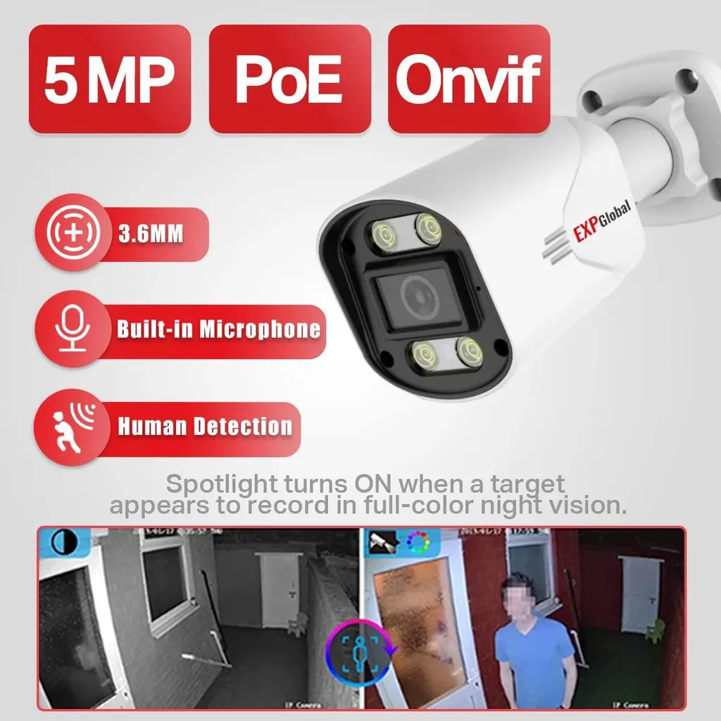 Caméra de Surveillance Extérieure 5MP avec Vision Nocturne Infrarouge