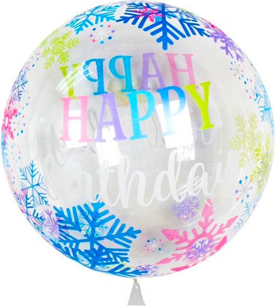 Transparenter Deko Ballon bunt mit Kristallen - Happy Produktbild 