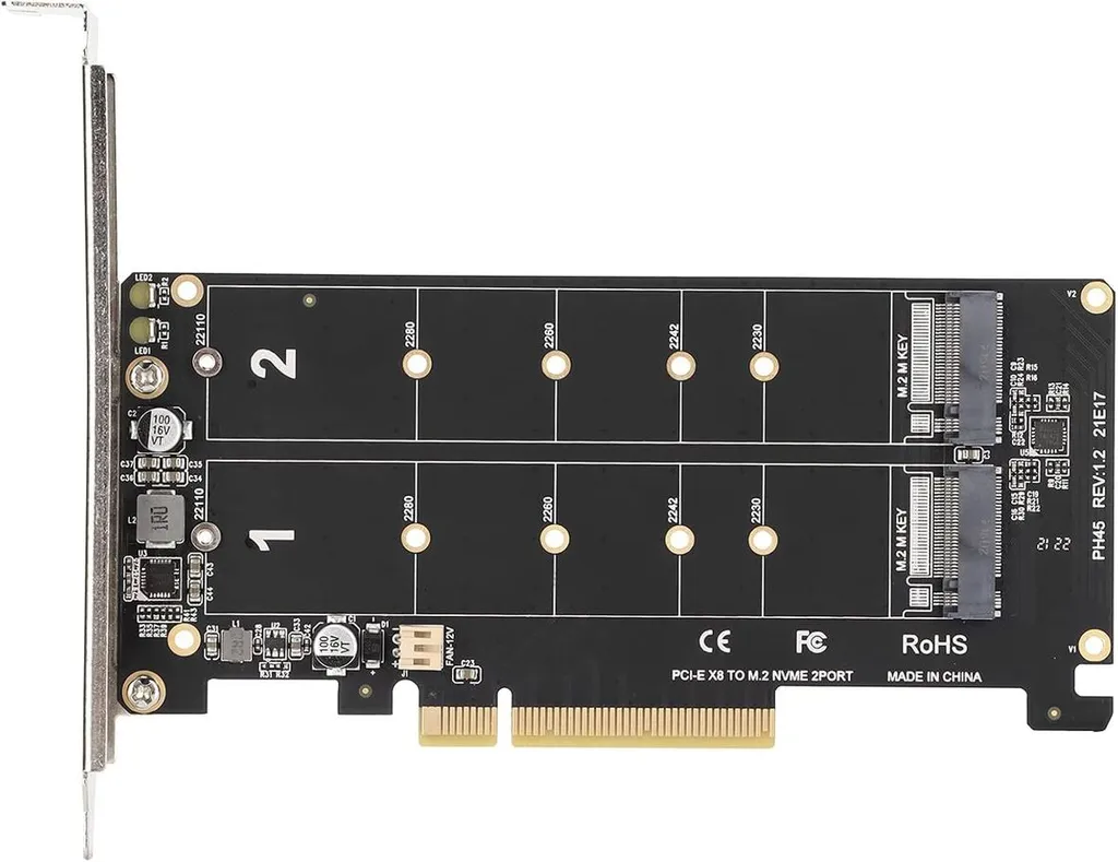 Double Adaptateur NVMe M.2 pour Slot PCI Express X8 Haute Performance