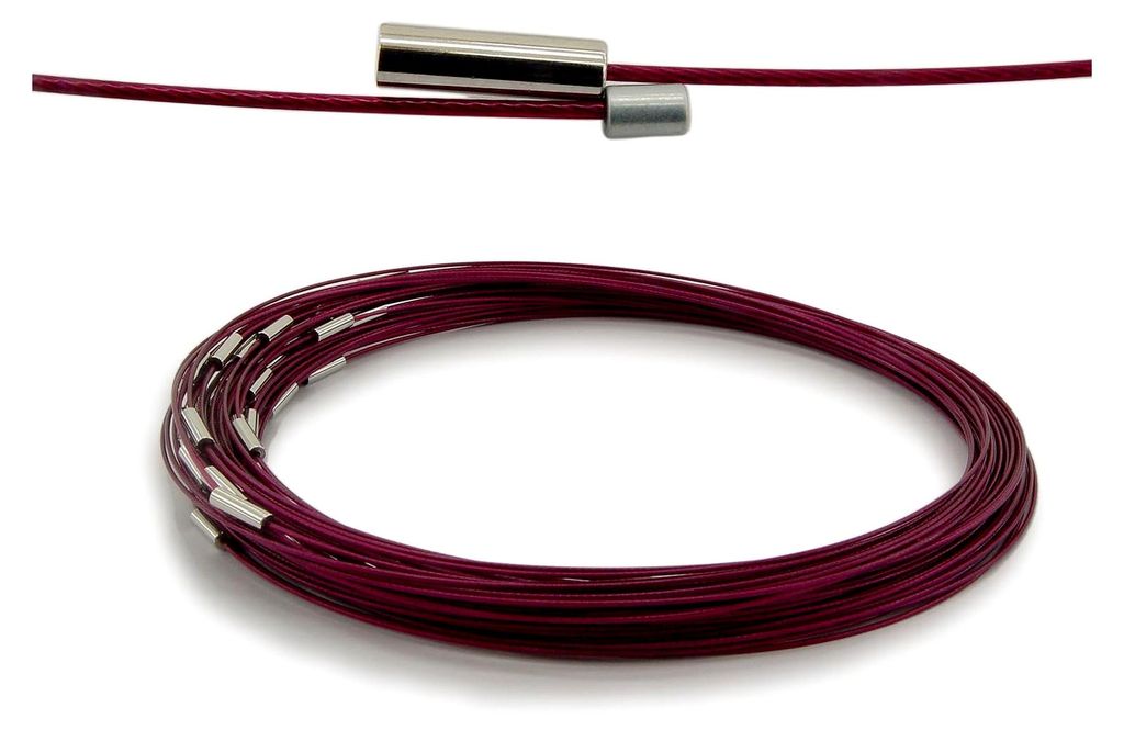 5 Halsreifen aus Edelstahl mit Magnetverschluss, Länge ca. 50 cm, Lila