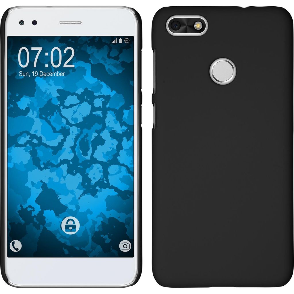 PhoneNatic Case kompatibel mit Huawei P9 Lite Mini - Hülle schwarz gummiert Hard-case Cover
