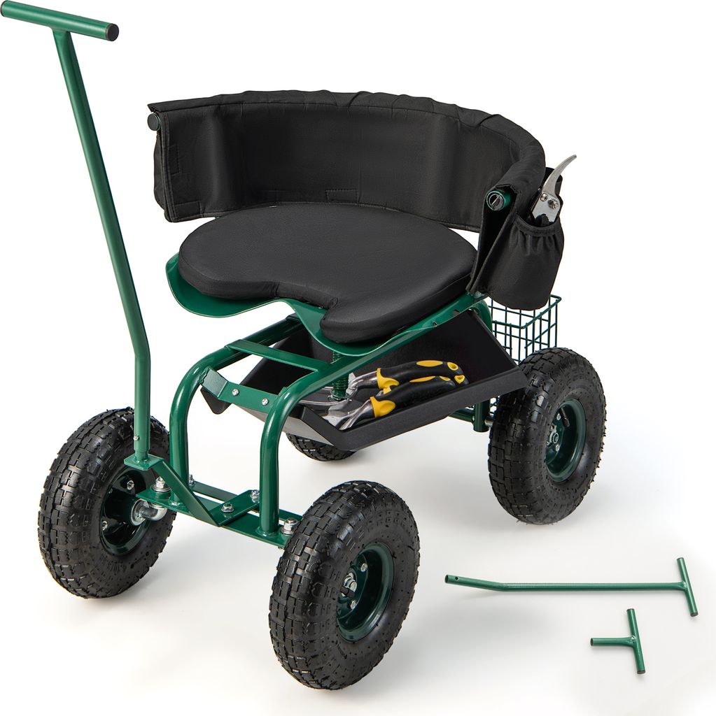 COSTWAY mobilné pojazdné sedadlo do 150 kg, záhradná Obrázok produktu 