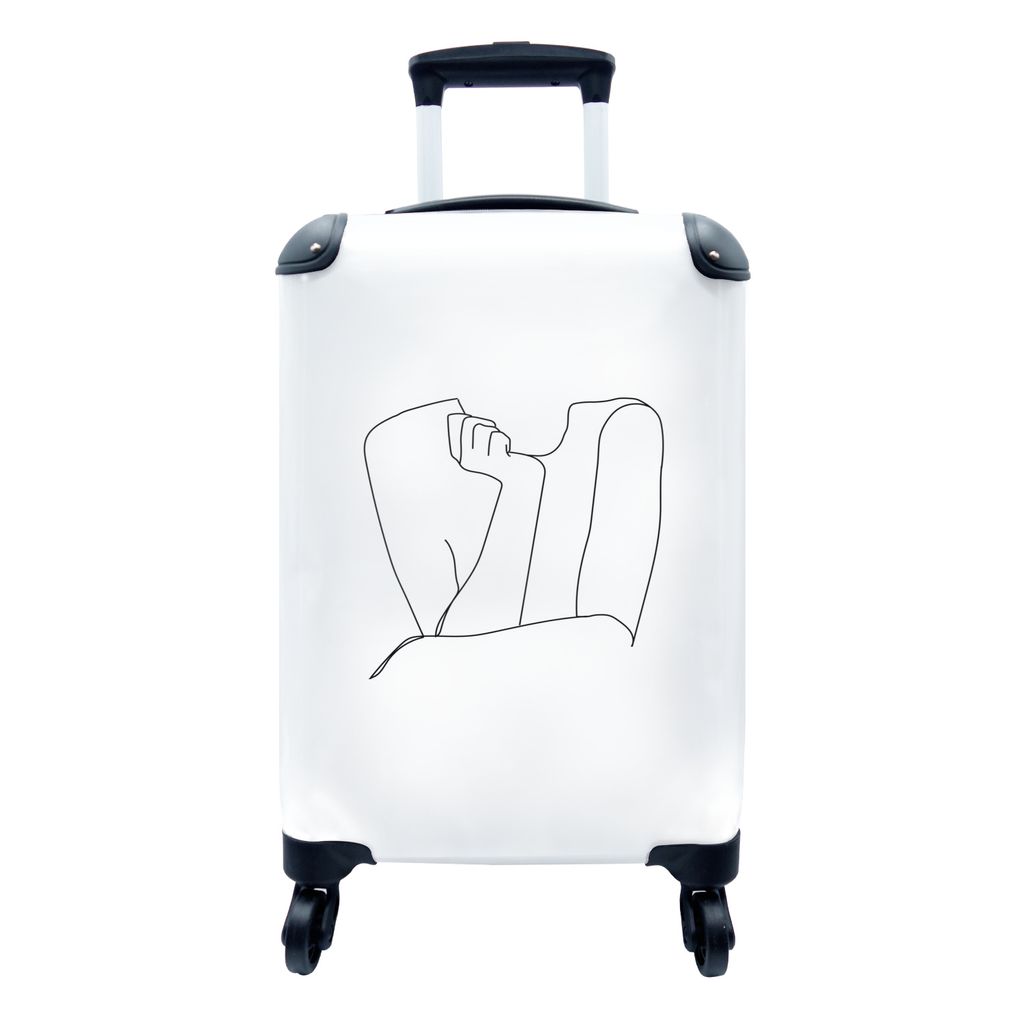 MuchoWow Koffer Handgepäck Trolley Rollkoffer Kleine Reisekoffer mit 4 Rollen - Frauen - Linienkunst - Minimalismus - Cabin Size < 55x40x23 cm &...