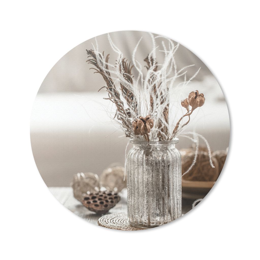 MuchoWow Mauspad Mousepad Stilleben - Getrocknete Blumen - Vase 40x40 cm - Mousepads - Maus Mat - Pad - Mausunterlage - Schreibtisch Accessoires