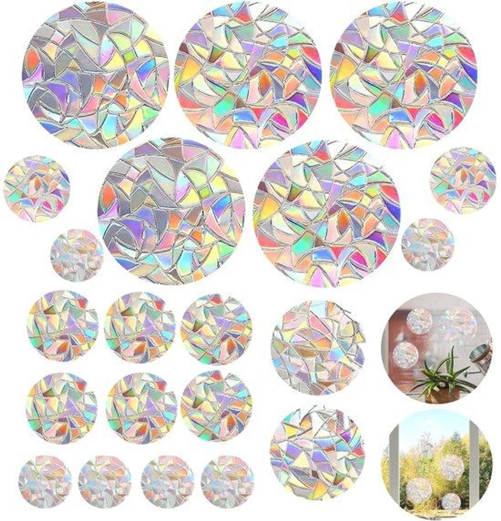 21 Films Décoratifs Arc-en-ciel Anti-collision pour Vitres et Fenêtres