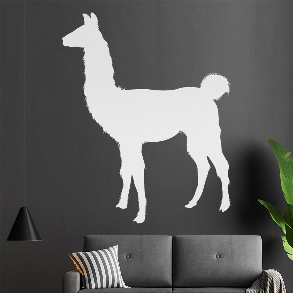 KIWISTAR Lama Silhouette - Spucken Kamel Alpaca Wandtattoo in 6 Größen - Wandaufkleber Wall Sticker - Dekoration, Küche, Wohnzimmer, Schlafzimme...