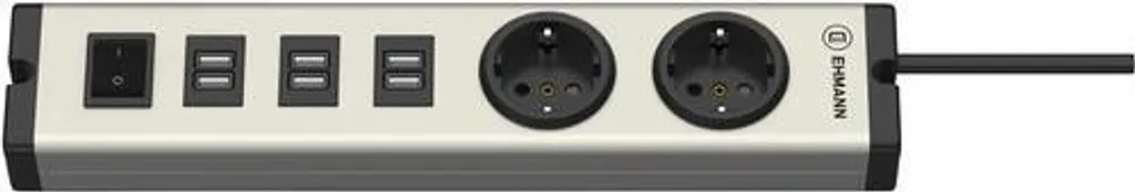 Multiprise avec 6 Prises de Terre et Double Port USB Chargeur EHMANN