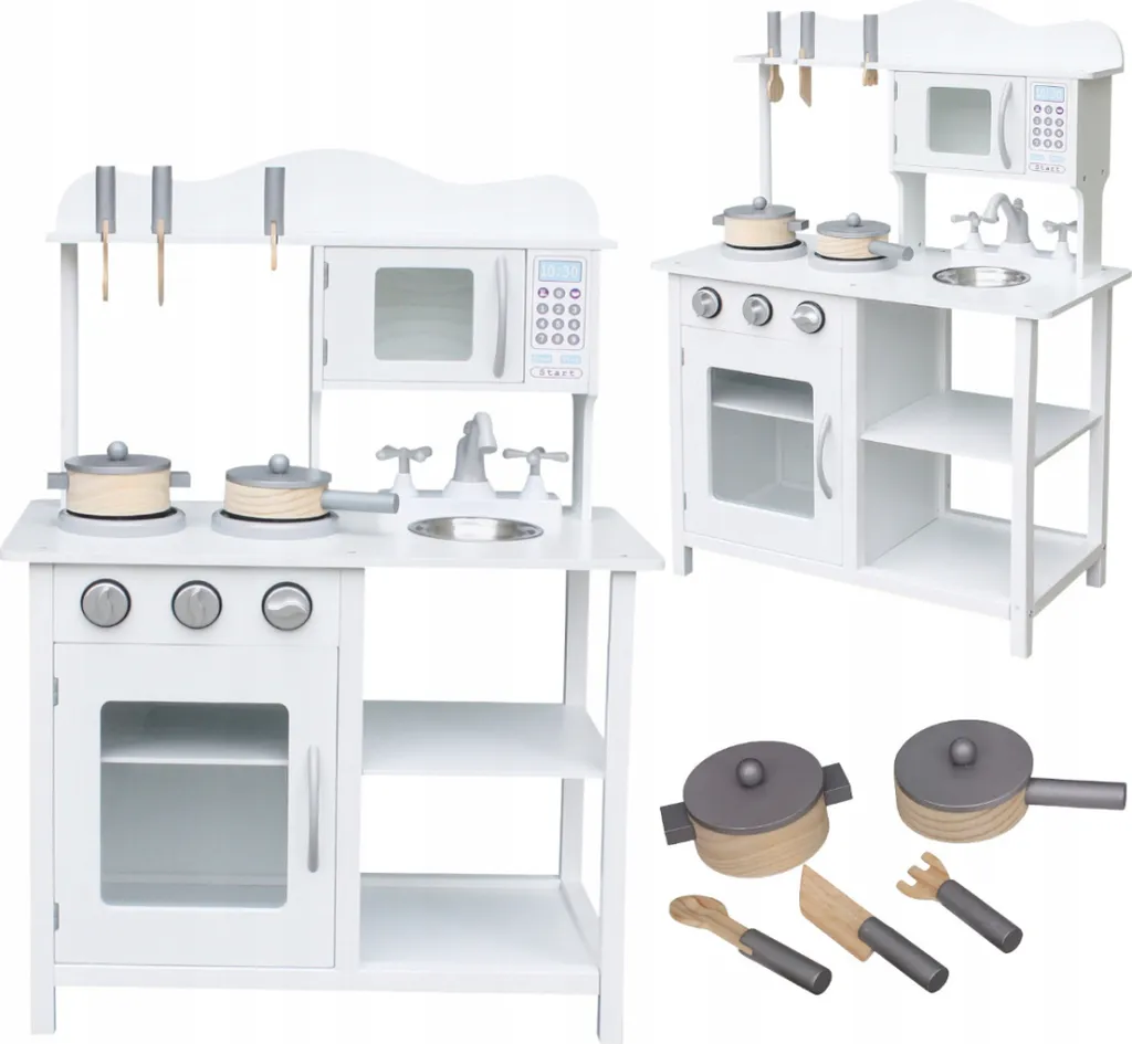Cuisine enfant bois 85cm avec plaques de cuisson et accessoires