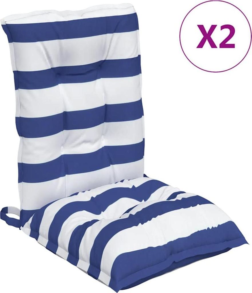 vidaXL Niedriglehner-Auflagen 2 Stk. Blau Weiß Gestreift Oxford-Gewebe