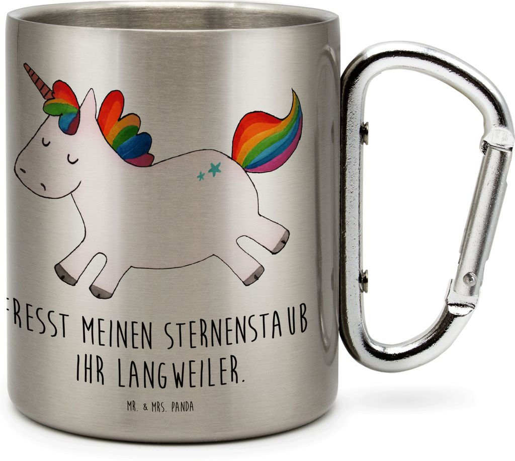 Mr. & Mrs. Panda Thermobecher Einhorn Happy - Transparent - Geschenk, Einhörner, Edelstahlbecher, Edelstahl-Isolierbecher, Witzig, Lachen, Spaß, ...