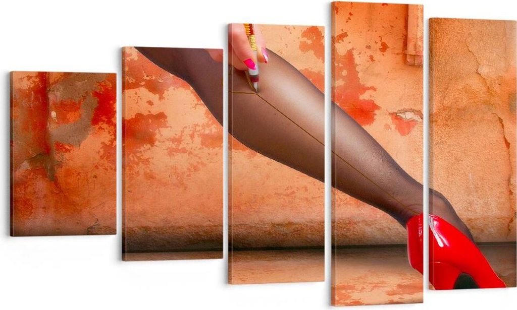 Bild auf Leinwand - Leinwandbild - Bein Strumpf Mode Ferse - 100x60cm - Wand Bild - Wanddeko - Leinwanddruck - Bilder - Kunstdruck - Wanddekoration...