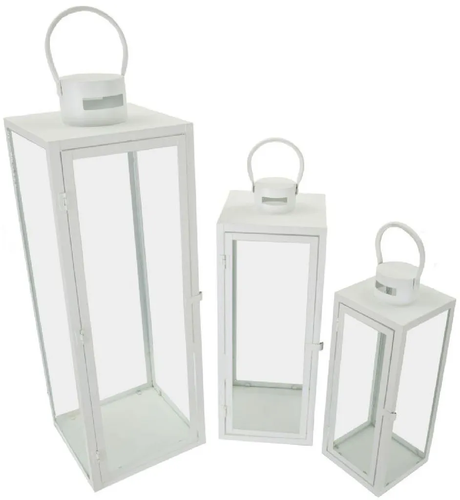 Lanterne Blanche de Table 22cm - Pack de 3 pour Déco Mariage et Fêtes