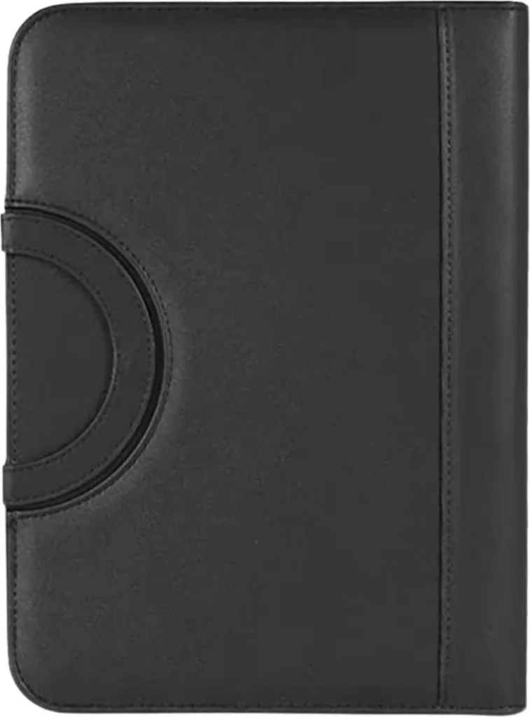 Porte-documents en cuir noir A4 avec fermeture éclair et bloc-notes