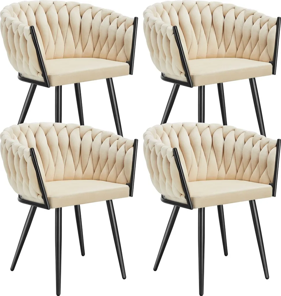 Chaises de salle à manger en velours sable - Lot de 4 design Astano
