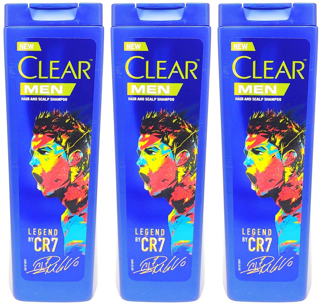 3x CLEAR Men ANTI-SCHUPPEN Shampoo Legend by CR7 400ml mit Pirocton-Olamin