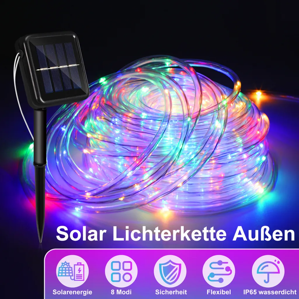 Filo Di Luci Solari A Forma Di Ape, 20 LED, 5 Metri, 8 Modalità, Impermeabile, Per Giardino, Prato, Decorazione Festosa - 3
