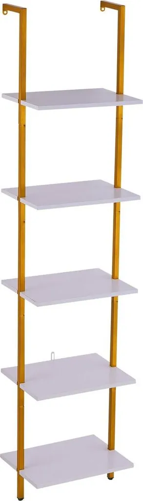 Étagère carrée dorée 5 niveaux 40x30cm fixation murale gain de place