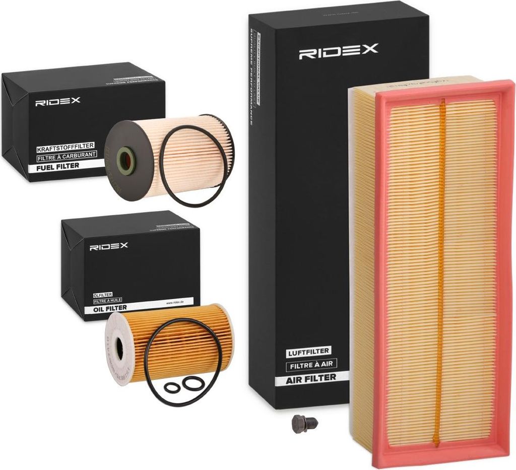 RIDEX Filterset Inspektionspaket Filtersatz für VW GOLF VI (5K1) Golf V Schrägheck (1K1) TOURAN (1T1, 1T2) TIGUAN (5N) Passat Variant (3C5) GOLF ...