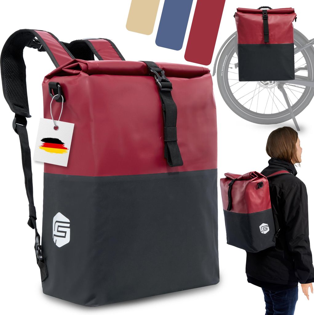 3in1 Urban Adventure Fahrradtasche - Gepäckträgertasche mit Rucksackfunktion