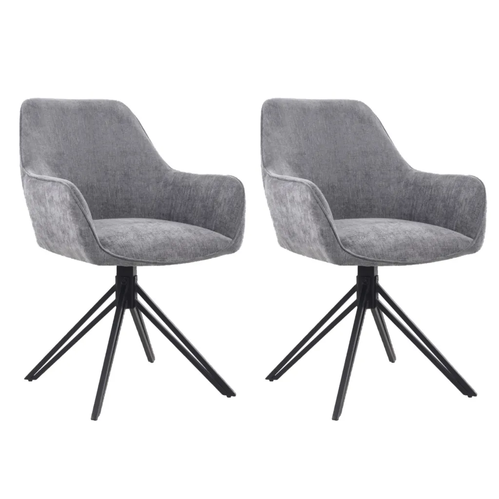Chaise de repas pivotante 180° grise confortable lot de 2 PERTE