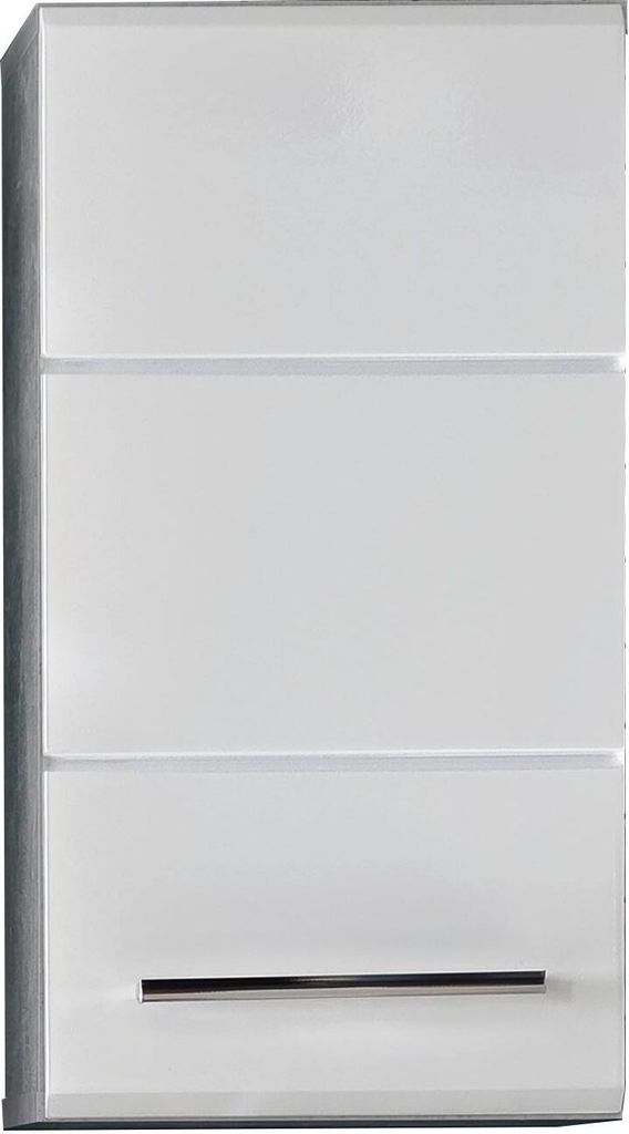 trendteam Bad Hänge-Stauraumelement Nano Beton Stone Melamin/Weiß Hochglanz Tiefzieh 32 x 61 x 21 cm