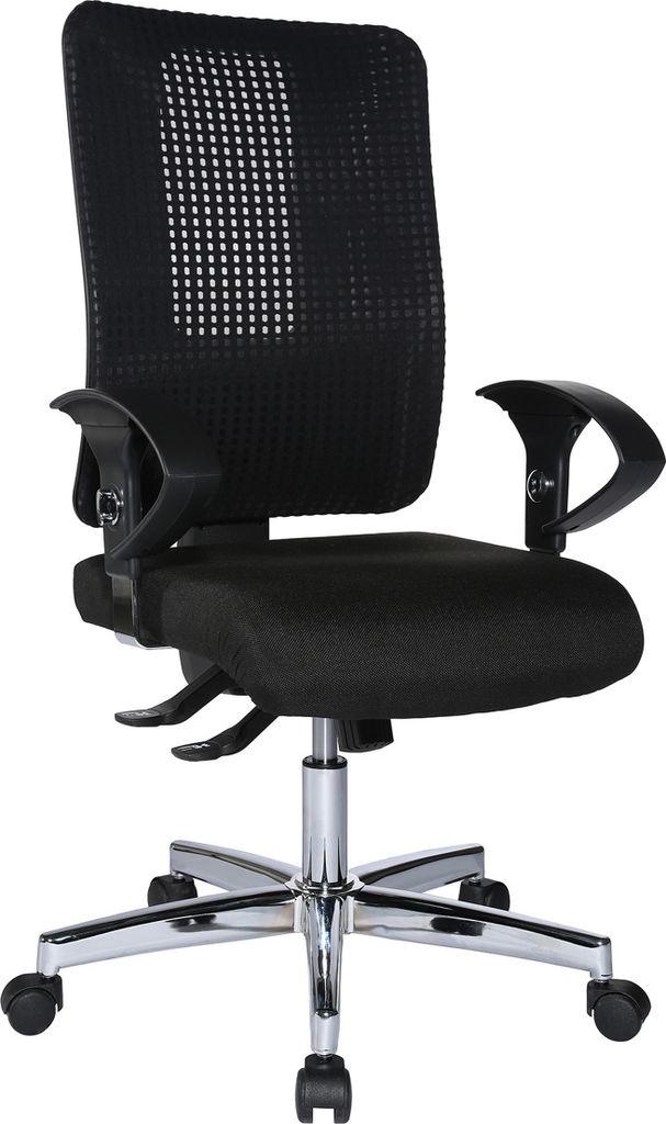 Topstar Profi Bürostuhl HJH SITNESS WORK Ergonomischer Schreibtischstuhl mit Armlehnen (höhenverstellbar) Stoff Schwarz Drehstuhl für Büro, Zuh...
