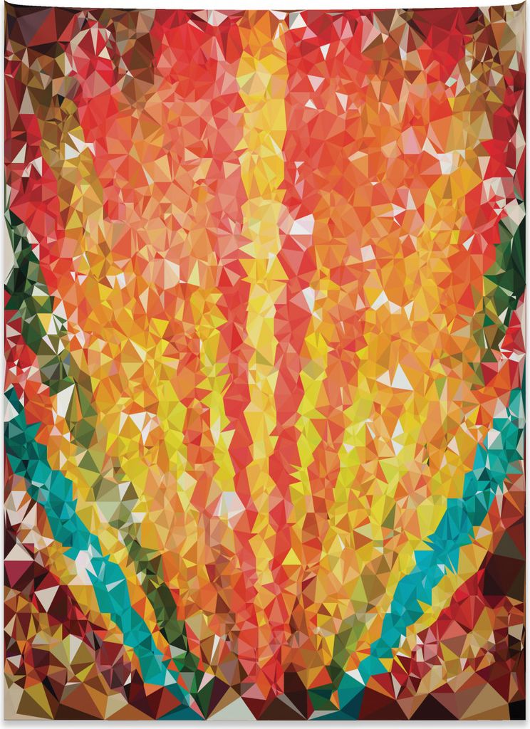 Abakuhaus Orange Wandteppich, Regenbogen mit Diamanten aus Weiches Mikrofaser Stoff Kein Verblassen Klare Farben Waschbar, 110 x 150 cm, Orange Rot