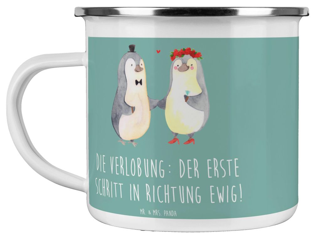 Mr. & Mrs. Panda Teetasse Verlobung Schritt - Meeresbrise - Geschenk, Outdoor Becher, Motivtasse, Heiraten, Heirat, Geschenke, Emaille, gemeinsame ...