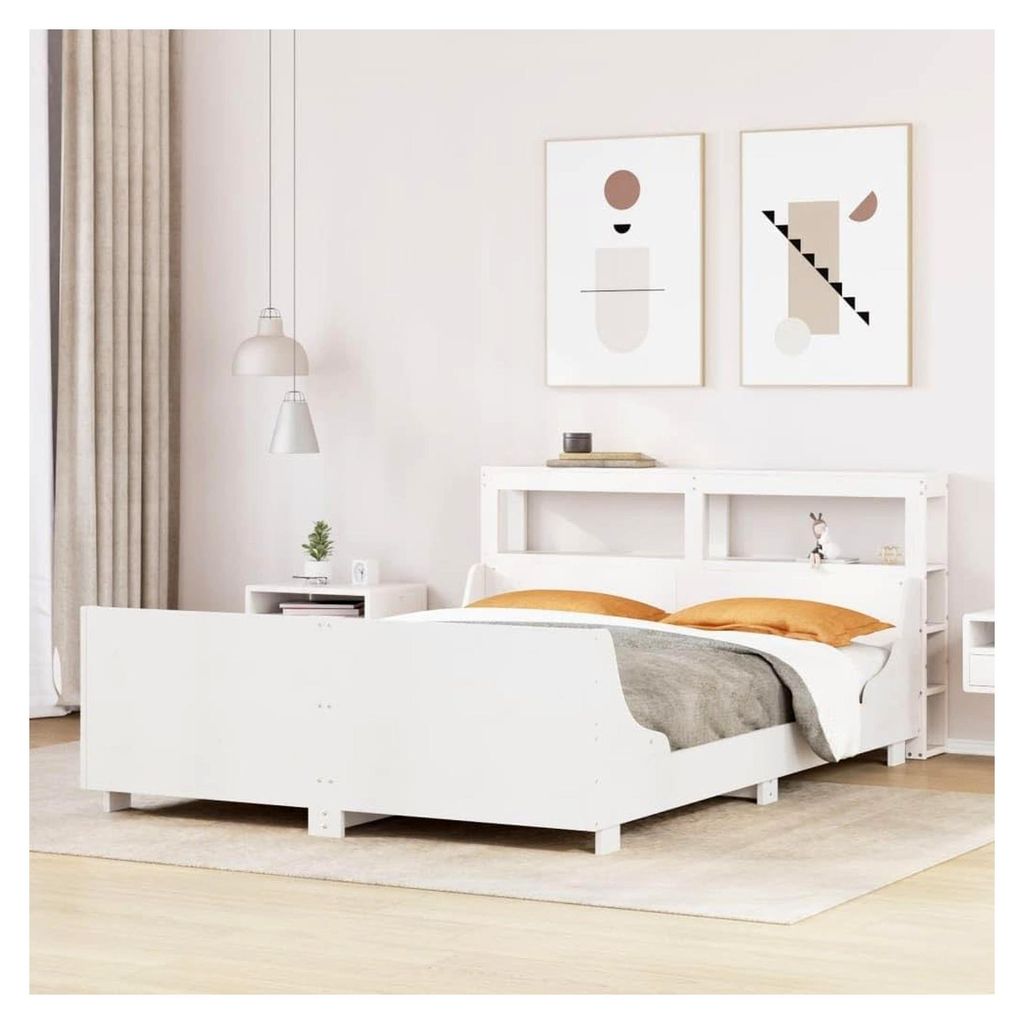 Bettgestell ohne Matratze Weiß 150x200 cm King Size Massivholz Kiefer
