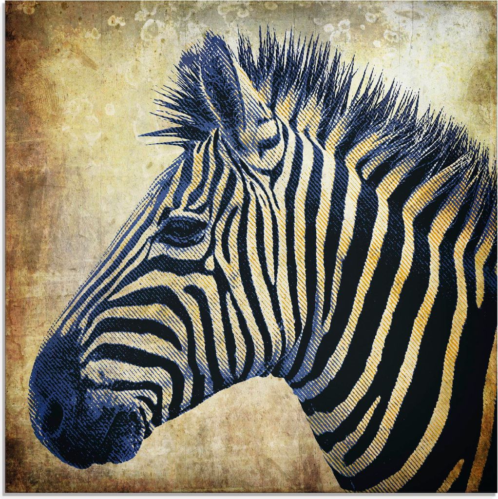 ARTland Glasbild Zebra Porträt PopArt Größe: 40x40 cm