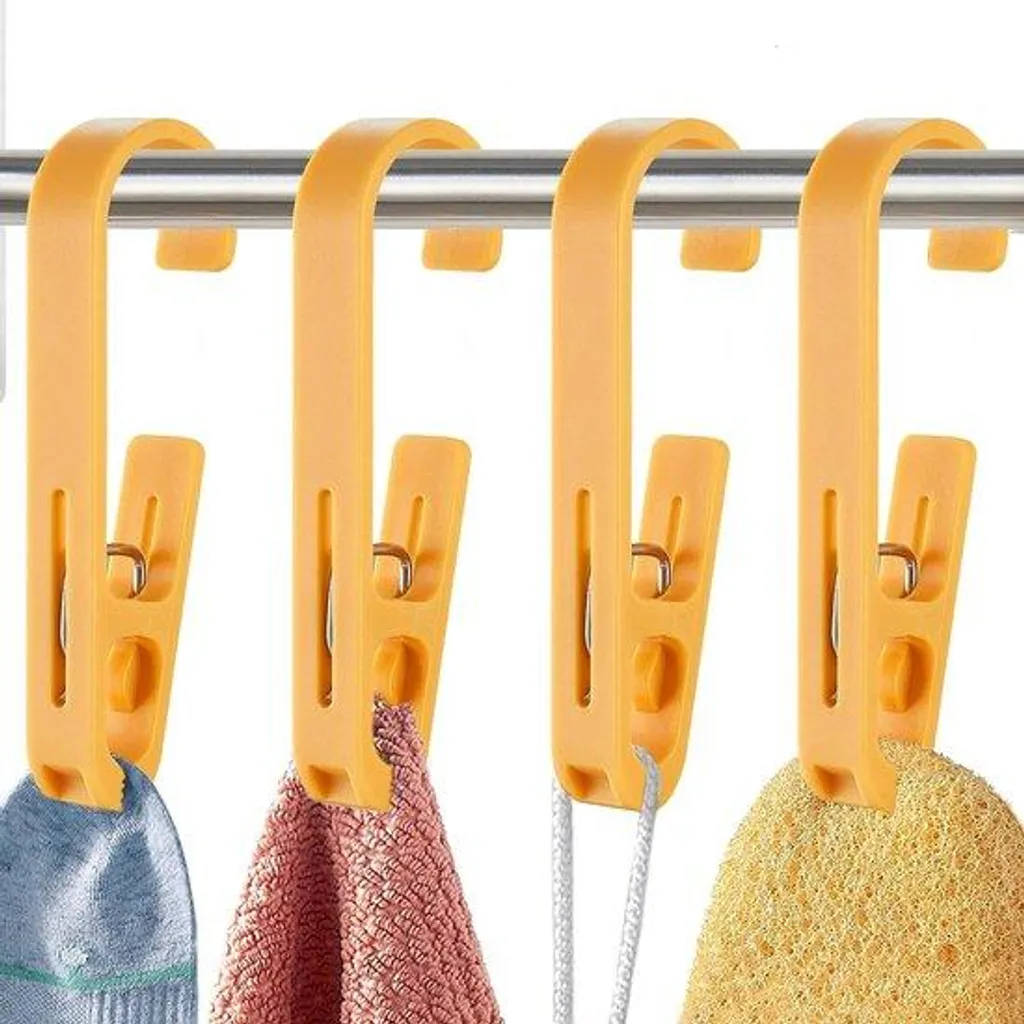 Pinces à linge plastique jaune haute résistance pour serviettes - 4 pcs