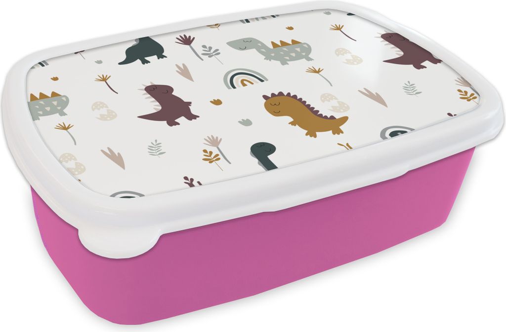 KitchenYeah Lunchbox Brotzeit Brotdose 17x11 cm Schnittmuster - Jungen - Dino Kinder Brotzeitdose - Lunchpaket - Brotkasten - Sandwich Box