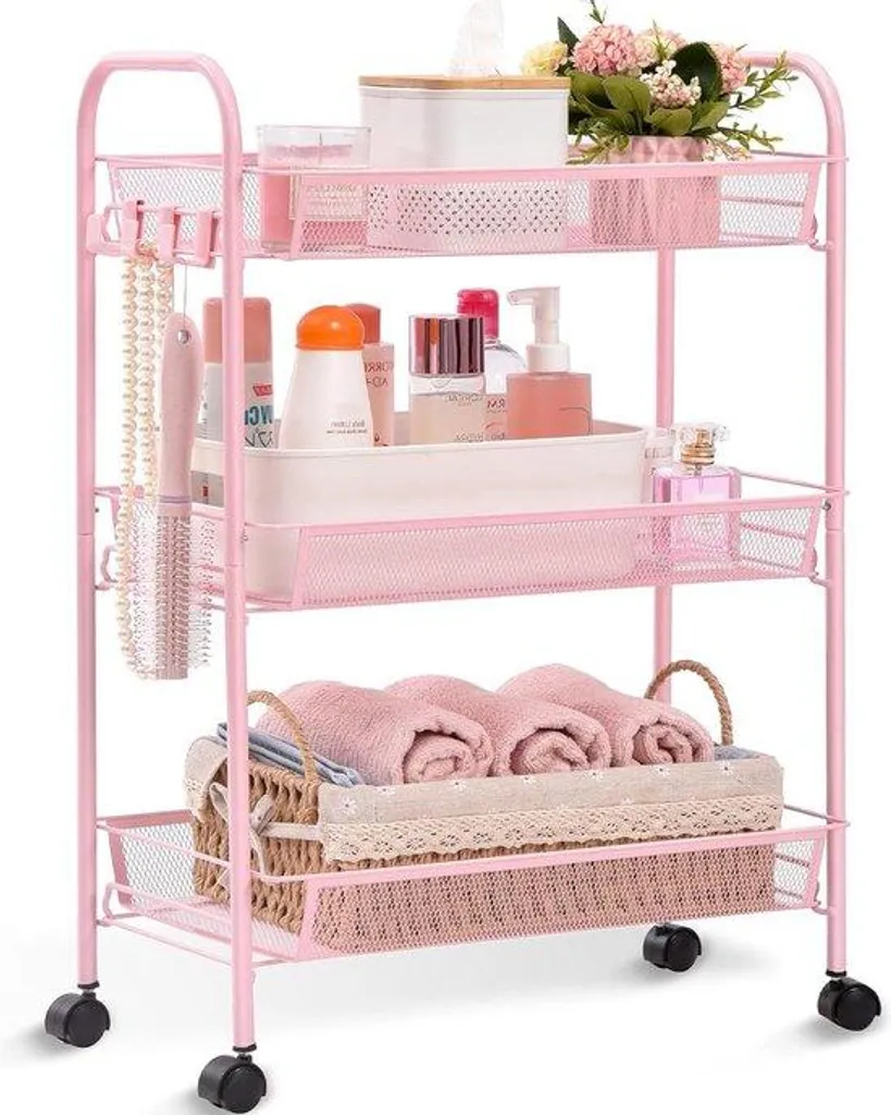 Chariot de rangement rose pour cabine de douche et petits espaces DIY