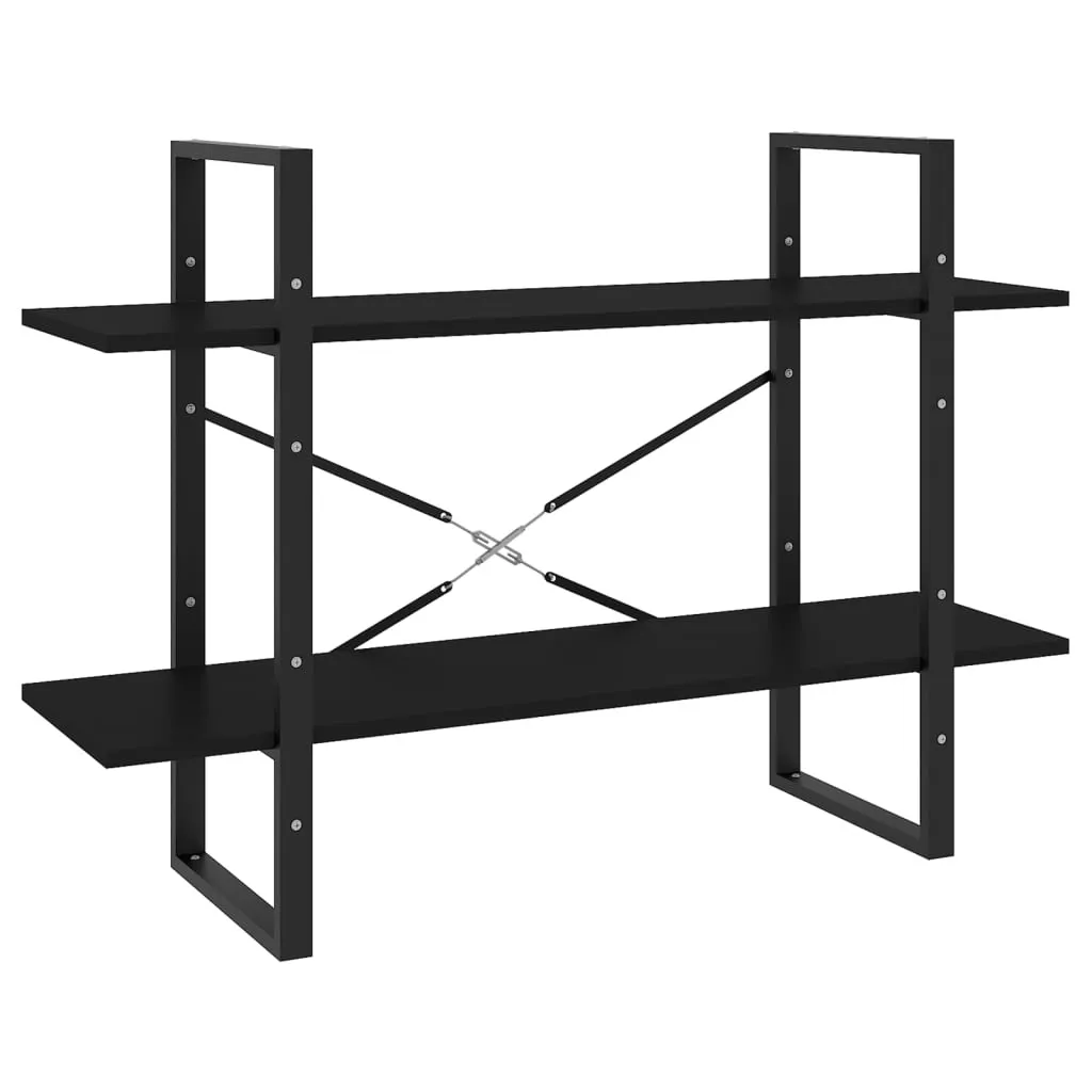 Libreria Ufficio Nera 100x30x70 cm | Mobile Porta Documenti 2 Ripiani