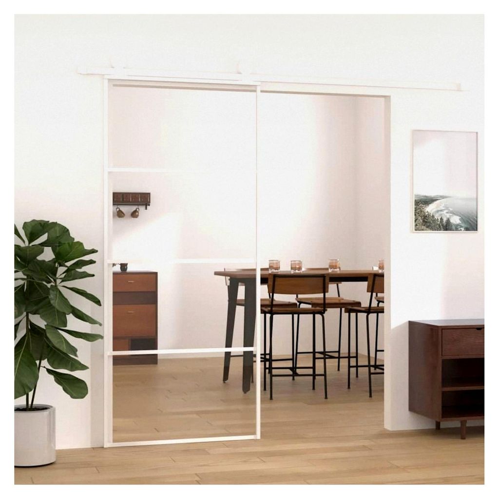 Schiebetürsystem aus Glas mit Aluminiumrahmen 90x205 cm Weiß