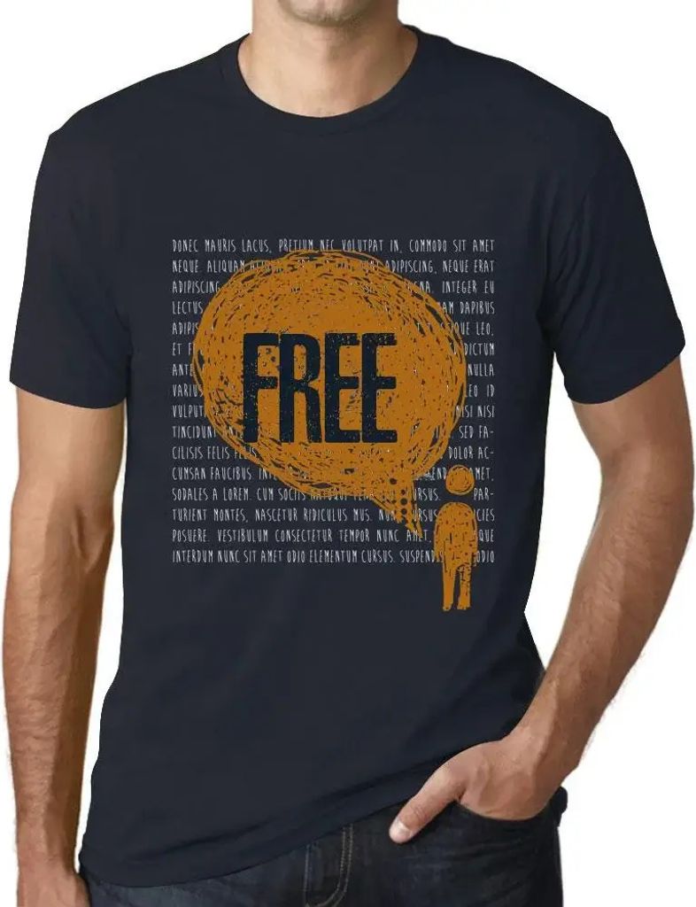 Herren Grafik T-Shirt Gedanken frei – Thoughts Free – Öko-Verantwortlich Vintage Jahrgang Kurzarm Lustige Druck Geburtstag Geschenk Mann