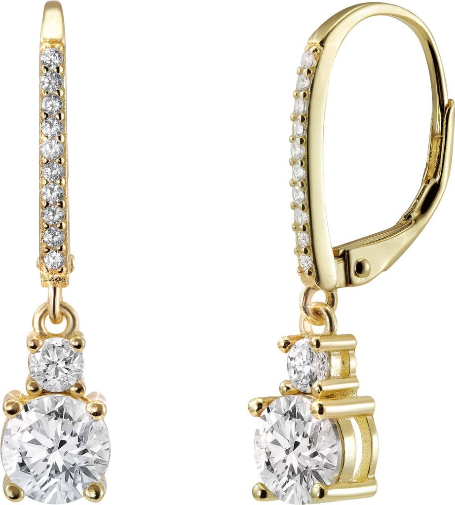 Klappbrisuren Ohrringe 925 Sterling Silber vergoldet Ohrhänger mit Zirkoniasteinen Material - Silber vergoldet