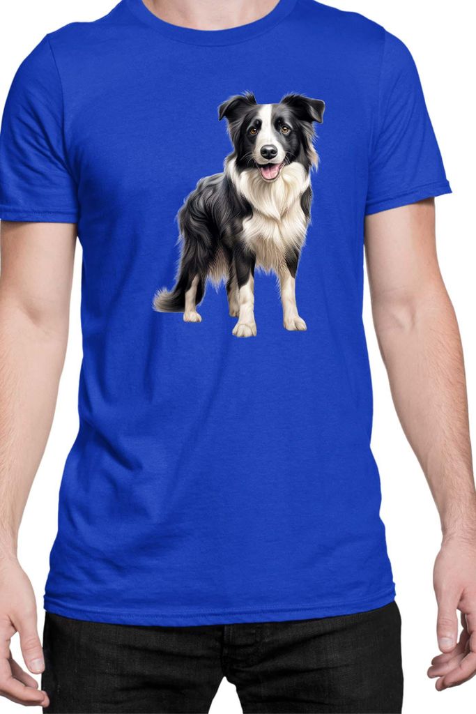 Herren T-Shirt Dogs Breeds Border Collie Dog Breed 007, Man S / Blau