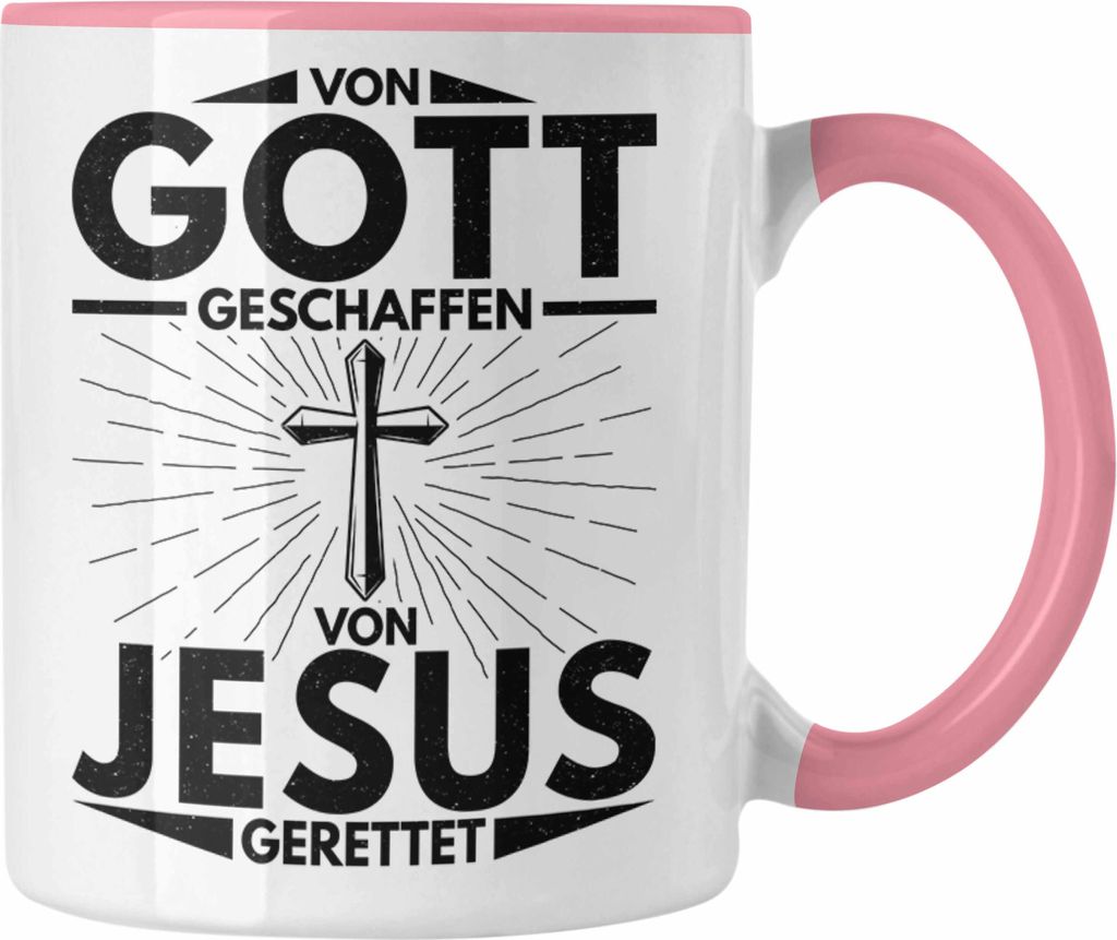 Trendation - Christentum Geschenk Tasse Christ Kirche Galuben Geschenk Ostern (Rosa)