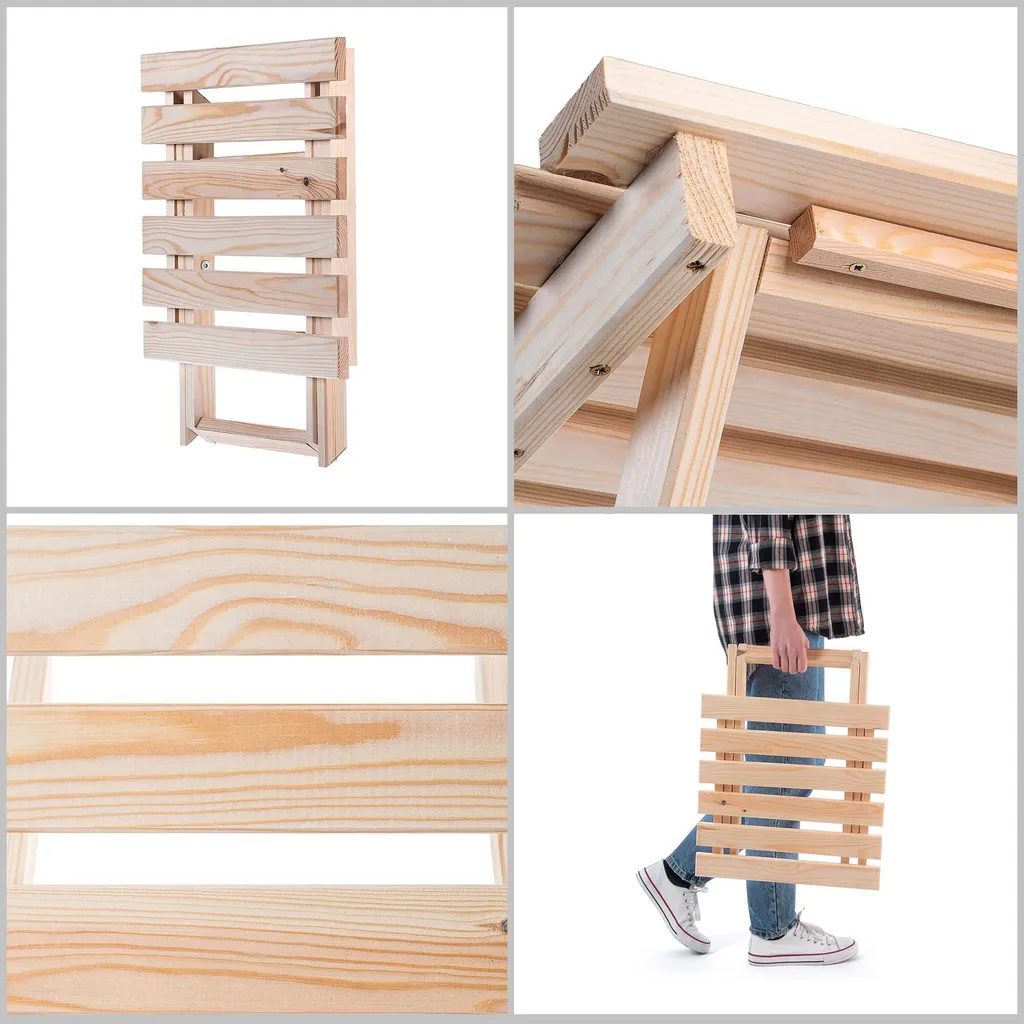 Set 2 Sdraio Pieghevoli e Tavolino KADAX Legno Faggio e Grigio - 10
