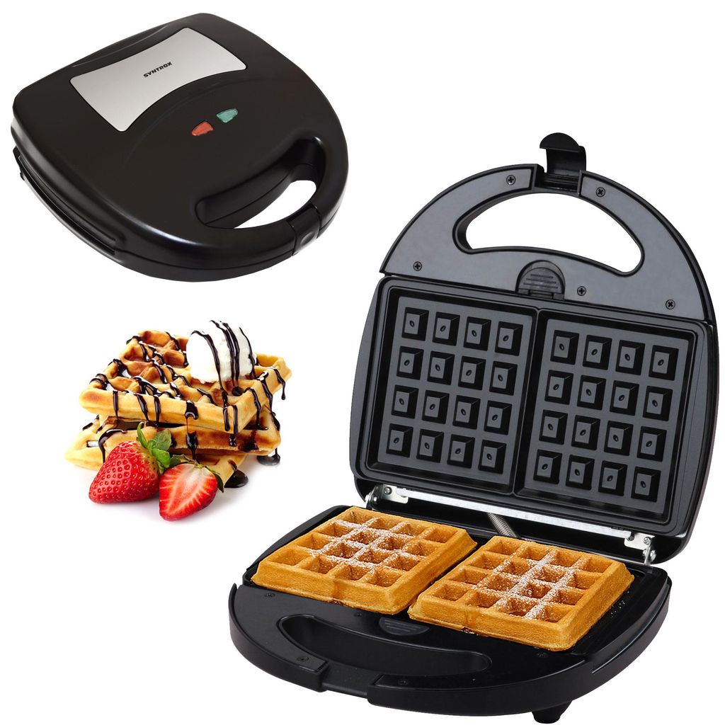 Syntrox Germany Waffeleisen Belgische Waffeln 1300W Wechselplatten schwarz