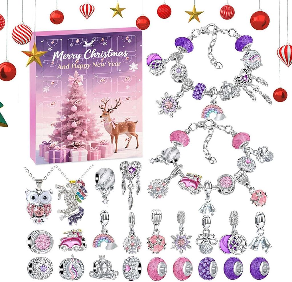 Weihnachts-Adventskalender 2025 für Frauen, 24-Tage Schmuckset Countdown Kalender, Ohrringe Halsketten Armbänder,Geschenk für Freundin Ehefrau F...