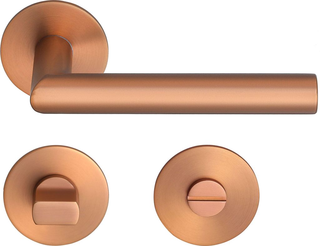 Toulouse Drückergarnitur MeinTürgriff Flachrosette Roségold Türdrücker BB PZ WC
