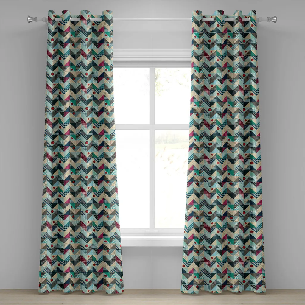 Rideau à œillets ABAKUHAUS 280x245 cm patchwork chevrons multicolore