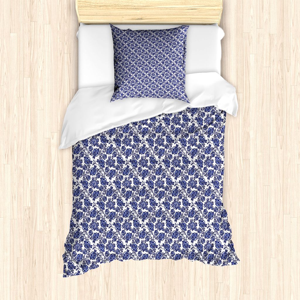 ABAKUHAUS Blumen Bettbezug Set für Einzelbetten, Abstrakte Rose Blume AST, Milbensicher Allergiker geeignet mit Kissenbezug, 135 cm x 200 cm - 80 ...
