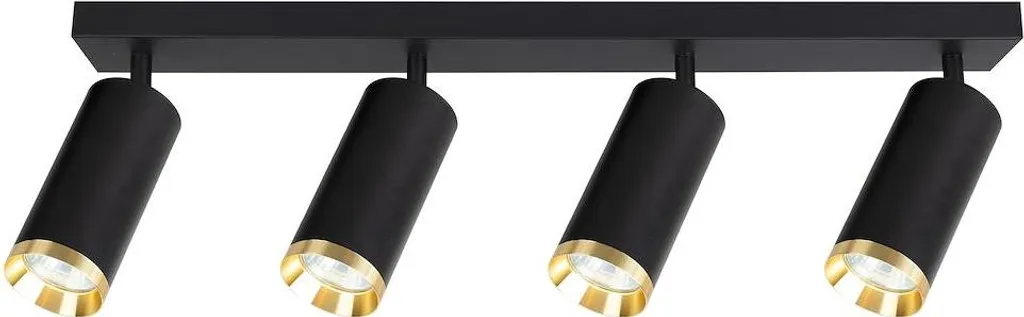 Plafonnier MICA Milagro Noir et Or - Rampe 4 Spots Orientables GU10