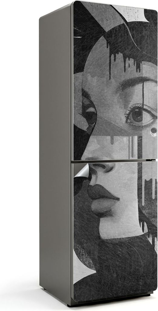 Abstraktes Frauenporträt – Kühlschrank Aufkleber – Klebefolie Kühlschrank – Kühlschrank Nachbildung – Kühlschrankfolie selbstklebend ...