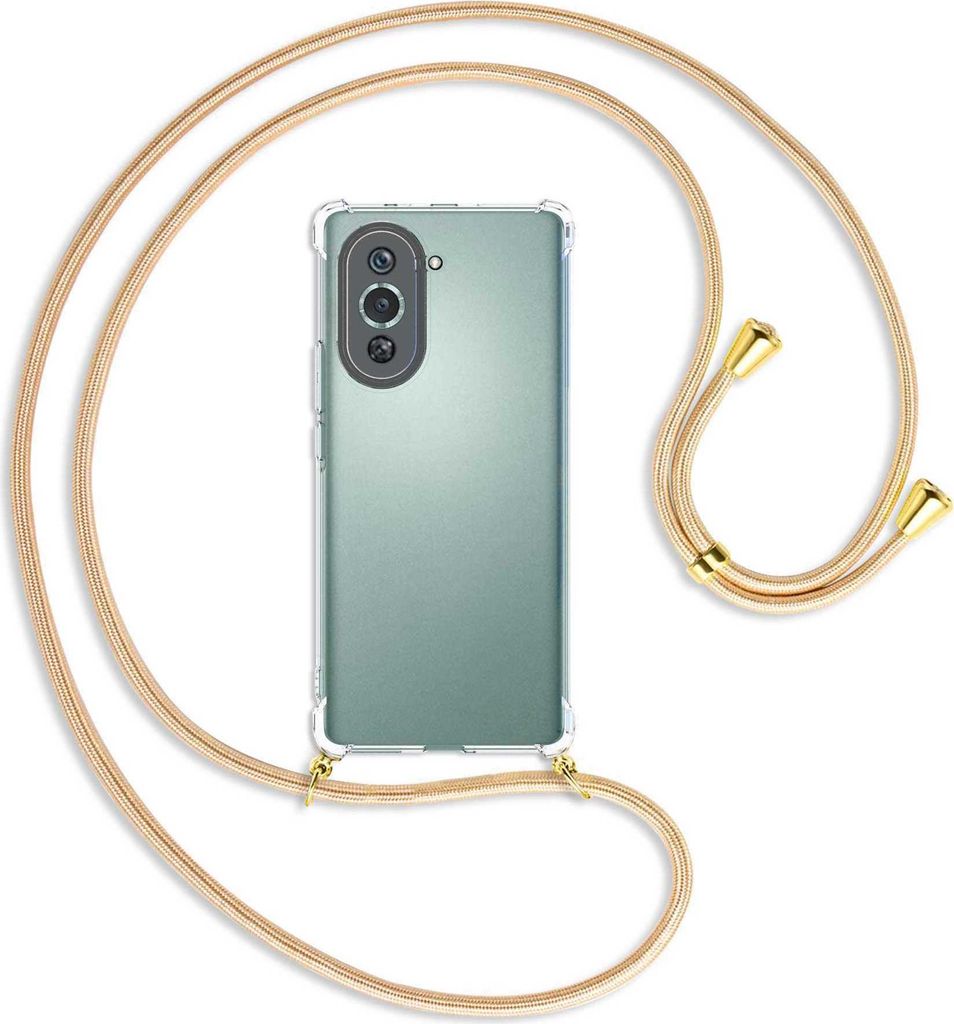 Handykette Backcover-Schutzhülle mit Band (Metall goldfarben) für Huawei nova 10 Pro (GLA-AL00) - Goldkordel