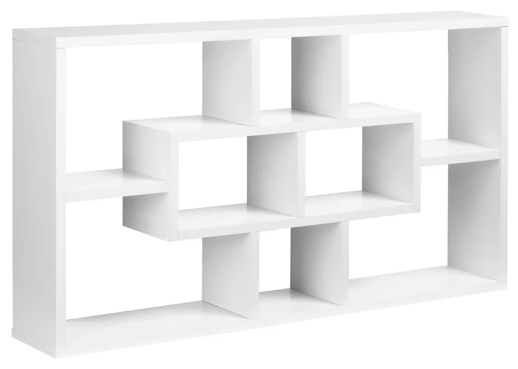 Étagère Murale Bibliothèque 8 Cubes Blanche - Rangement 85x14,5x47,5 cm