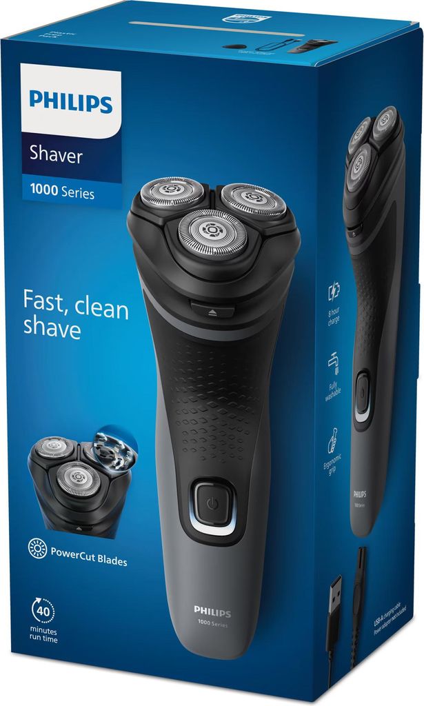 A product box for a Philips shaver.